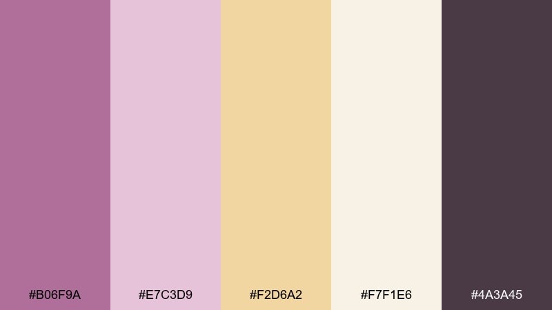 golden hour mauve color palette with hex codes