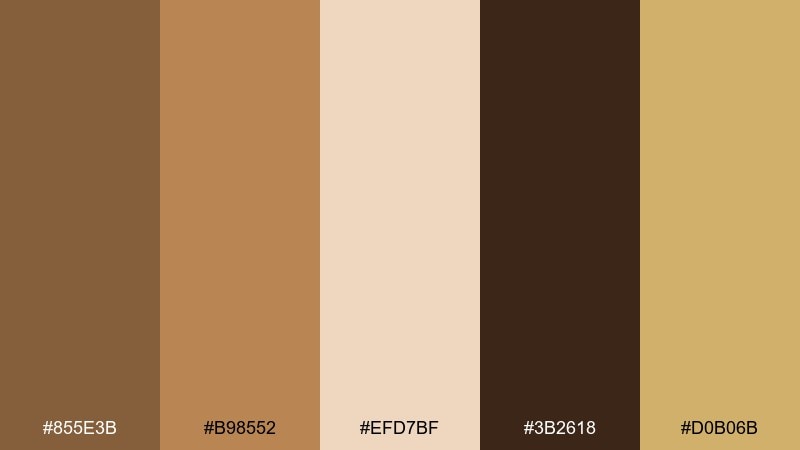 golden leather dark tan color palette with hex codes