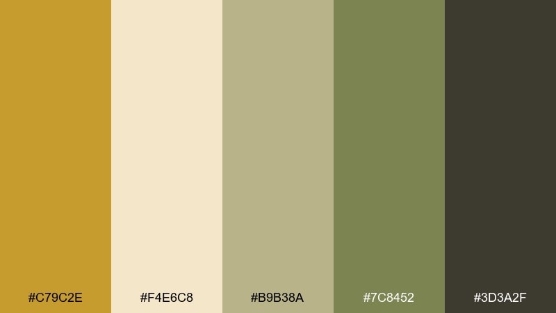 golden lichen yellow ochre color combination with hex codes