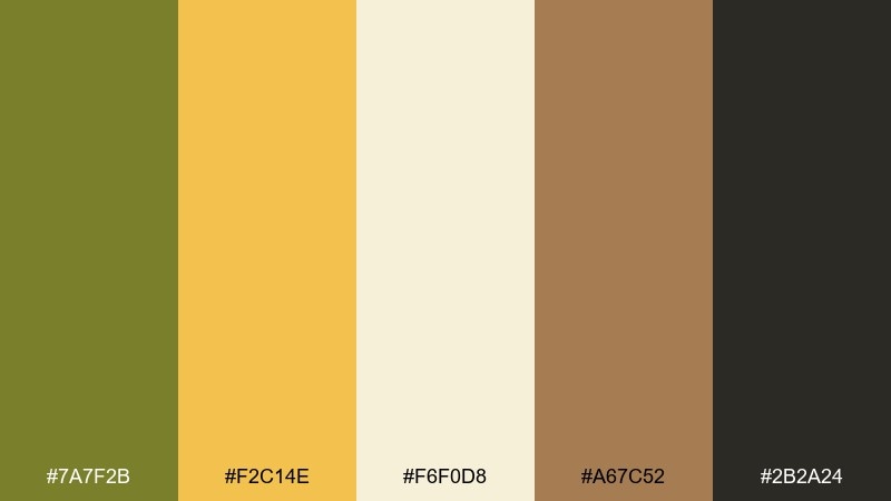 golden olive glow color palette with hex codes