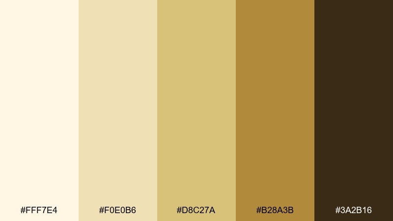 golden parchment cosmic latte color palette with hex codes