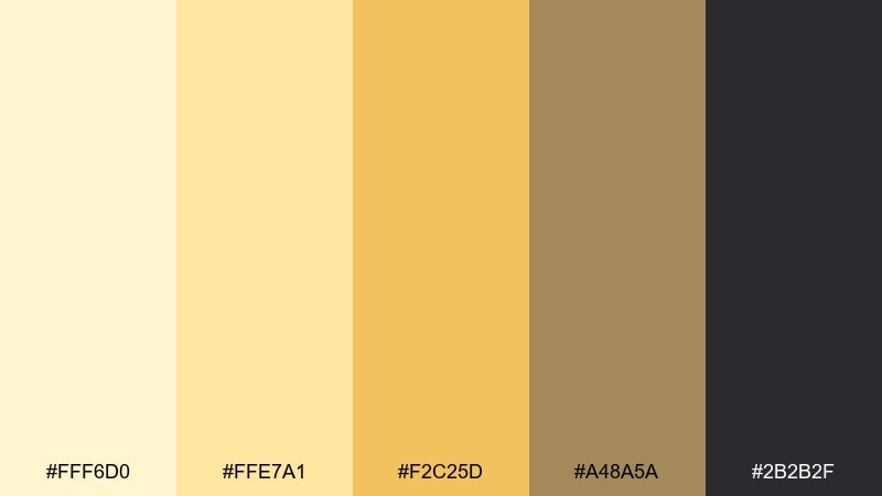 golden parchment ui yellow cream color palette with hex codes