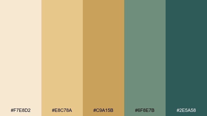 golden reed desert oasis color palette with hex codes