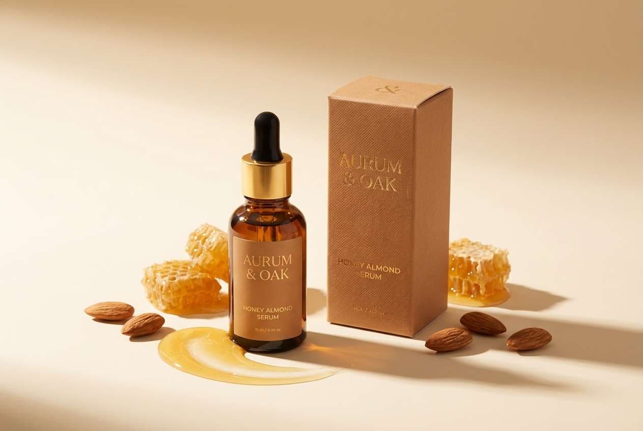 golden skincare product ad