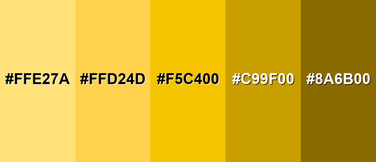 shades and variations of golden-yellow