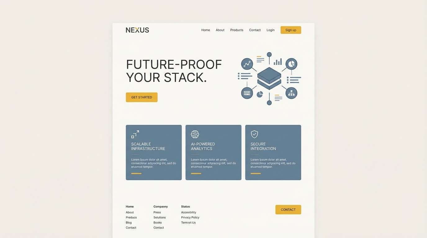 tech landing page ui