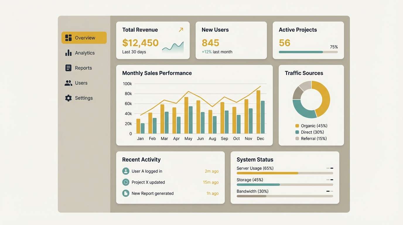 saas dashboard ui mockup