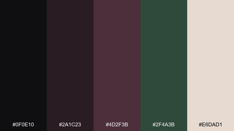 gothic botanical vampire color palette with hex codes