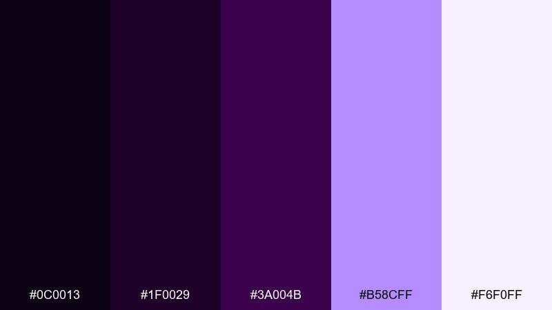 gothic lilac glow dark violet color palette with hex codes