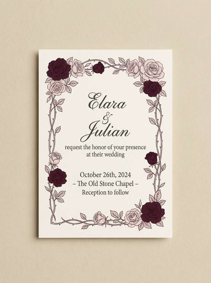 gothic rose invitation