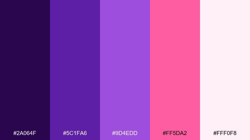 gradient duo purple pink color palette with hex codes
