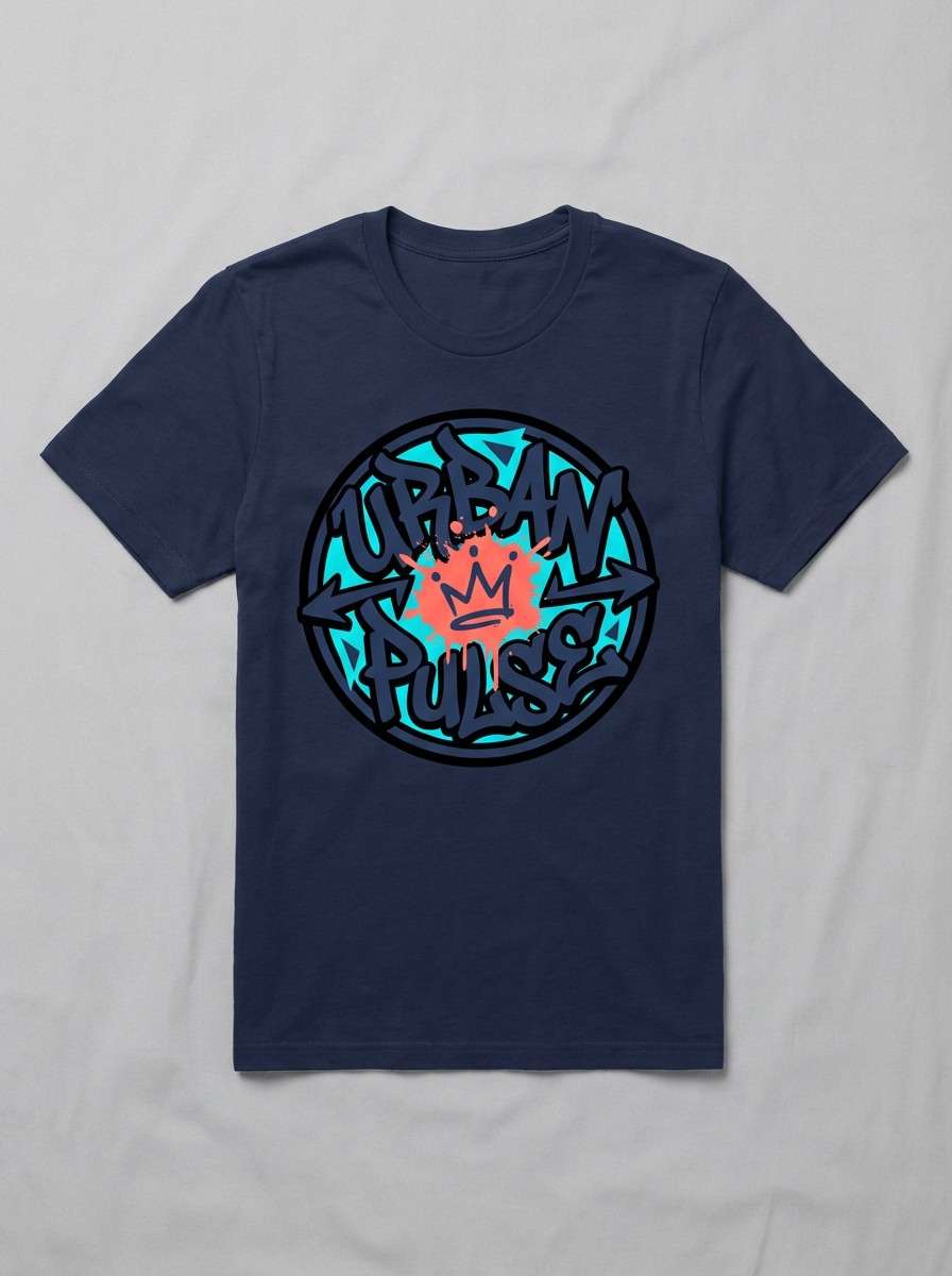 t-shirt graphic with navy coral