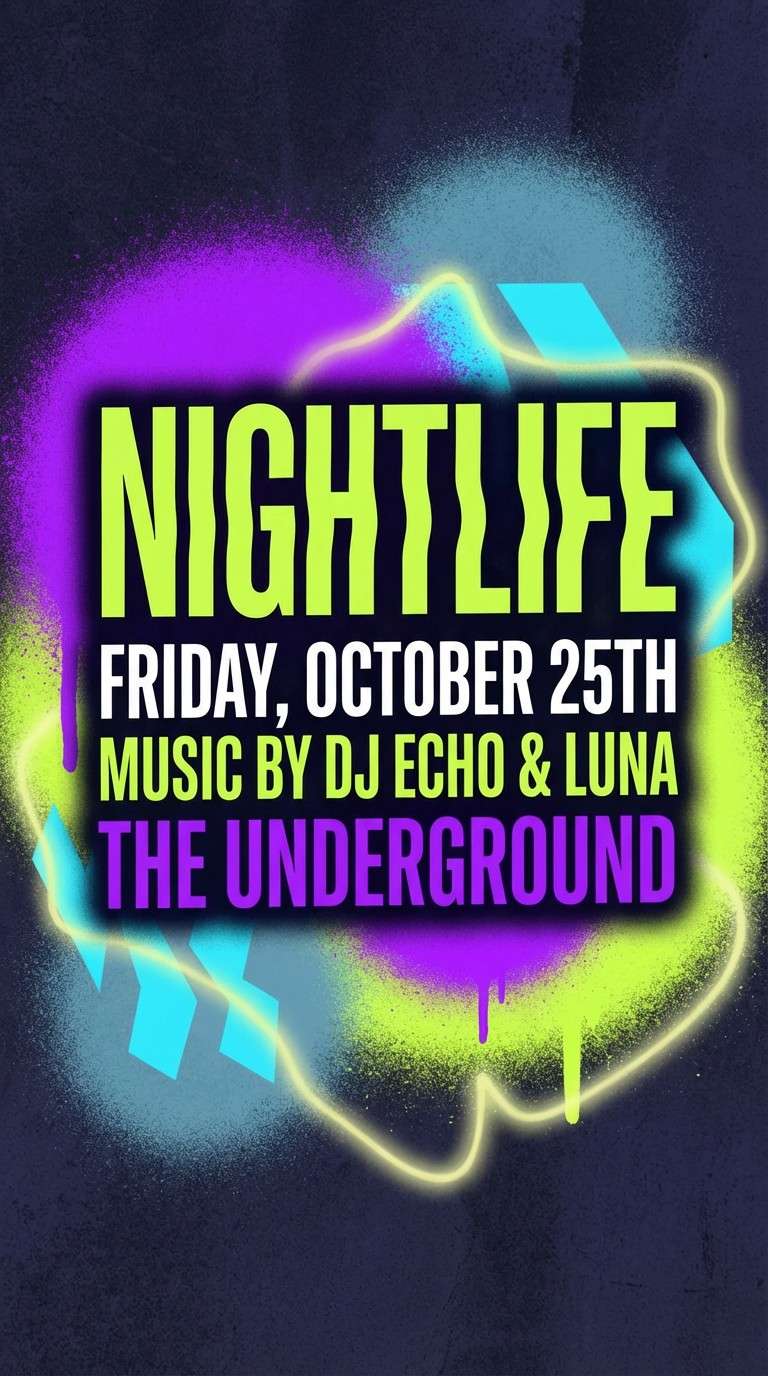 night flyer with neon accents