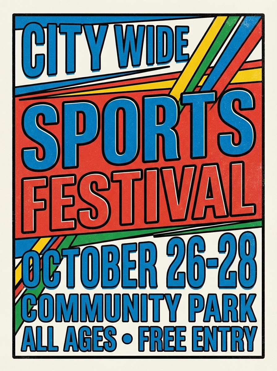 sports poster with primary colors