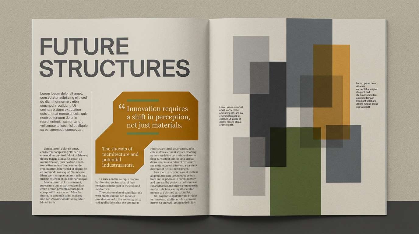 editorial layout with muted accents