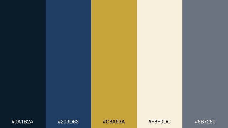 grand theater gold dark blue color palette with hex codes
