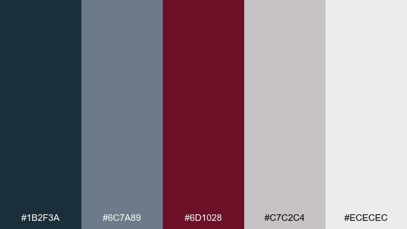 granite and garnet color palette with hex codes