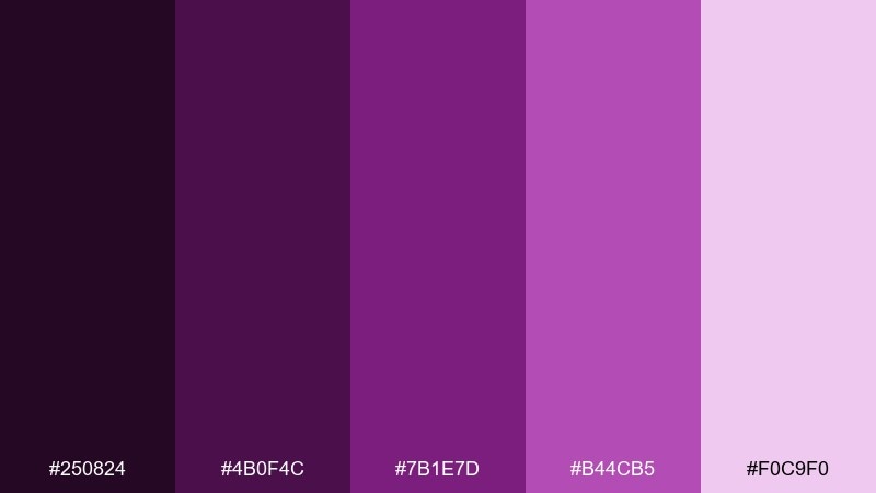 grape soda gradient purple plum color palette with hex codes