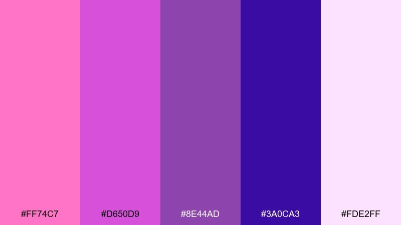 grape soda pop pink violet color palette with hex codes