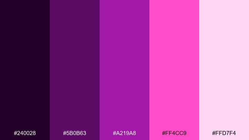 grape soda pop purple pink color palette with hex codes
