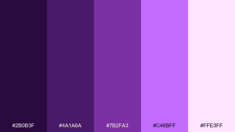 grape soda pop violet color palette with hex codes