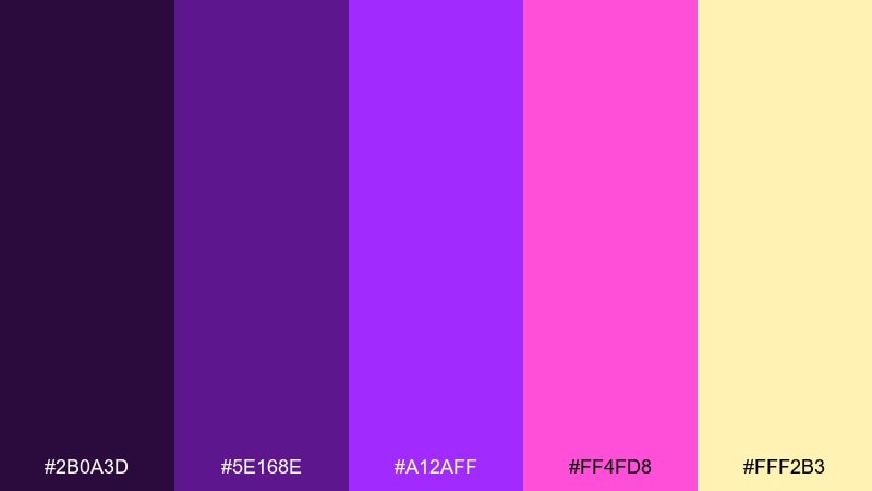 grape soda pop violet purple color palette with hex codes