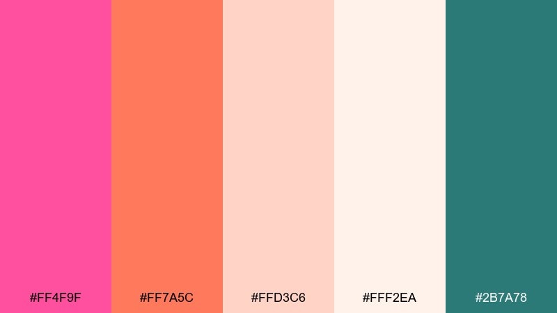 grapefruit glaze pink flamingo color palette with hex codes