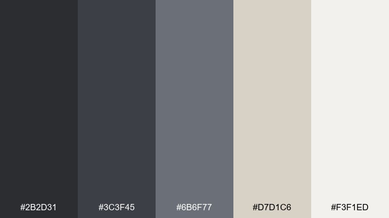 graphite and linen dark gray color palette with hex codes