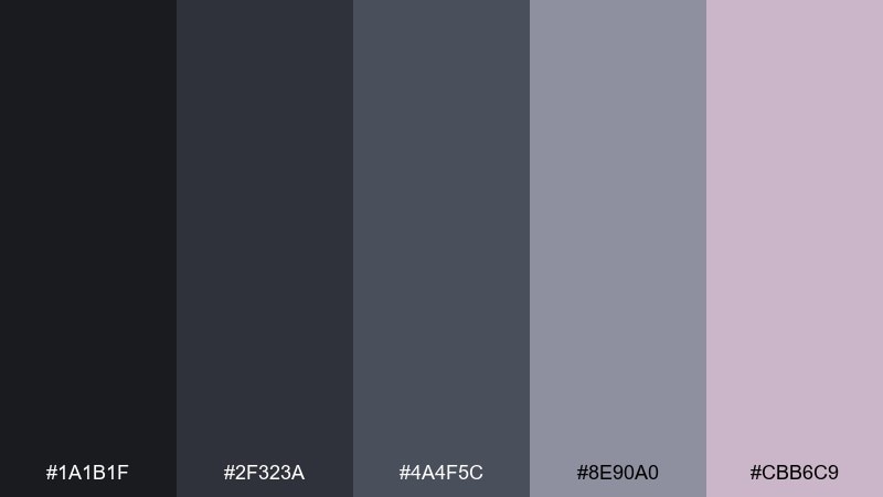 graphite bloom shadow color palette with hex codes