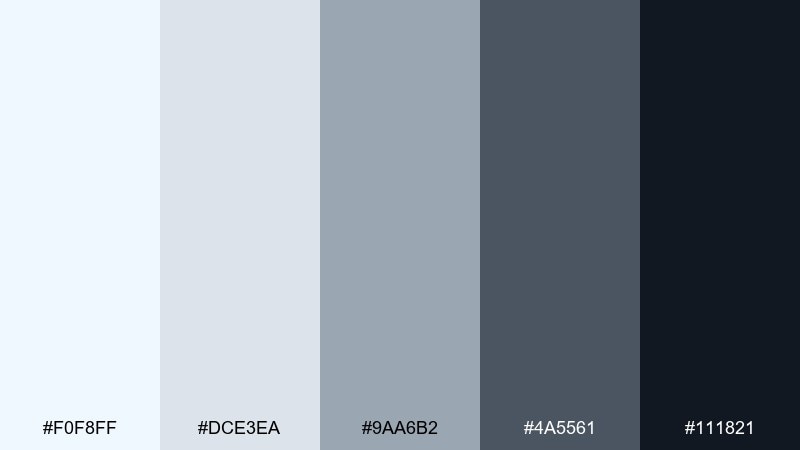 graphite calm alice blue color palette with hex codes