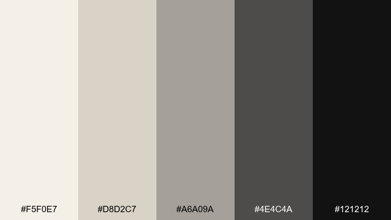 graphite contrast eggshell color palette with hex codes
