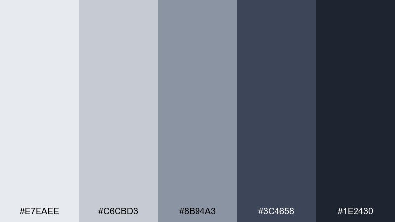 graphite denim gray color palette with hex codes