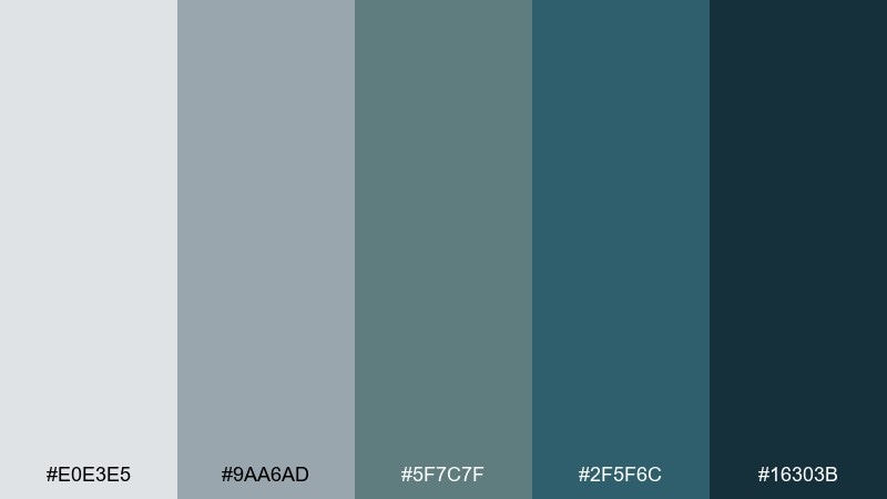 graphite lagoon gray green blue color palette with hex codes