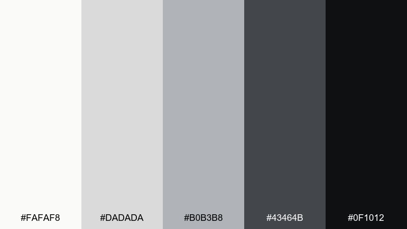 graphite milk color palette with hex codes