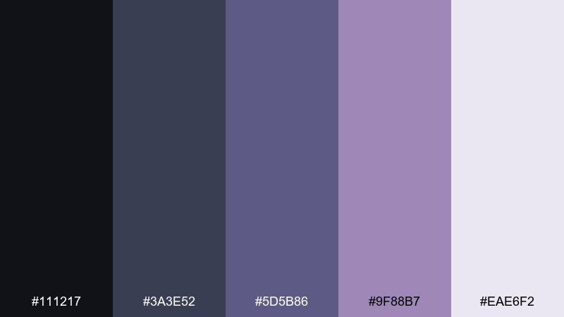 graphite orchid blue rose color palette with hex codes