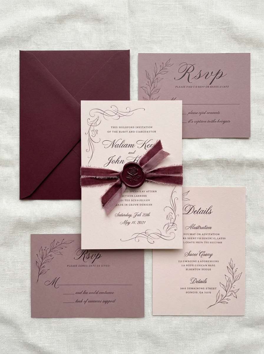 velvet wedding invite