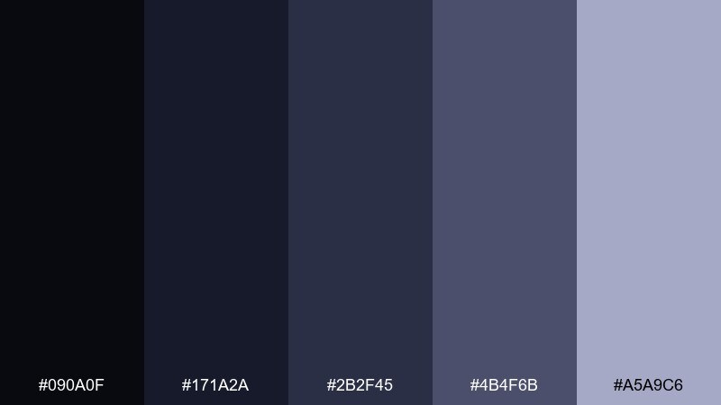 gravity well black hole color palette with hex codes
