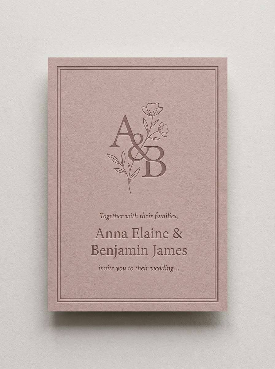 dusty rose wedding invite