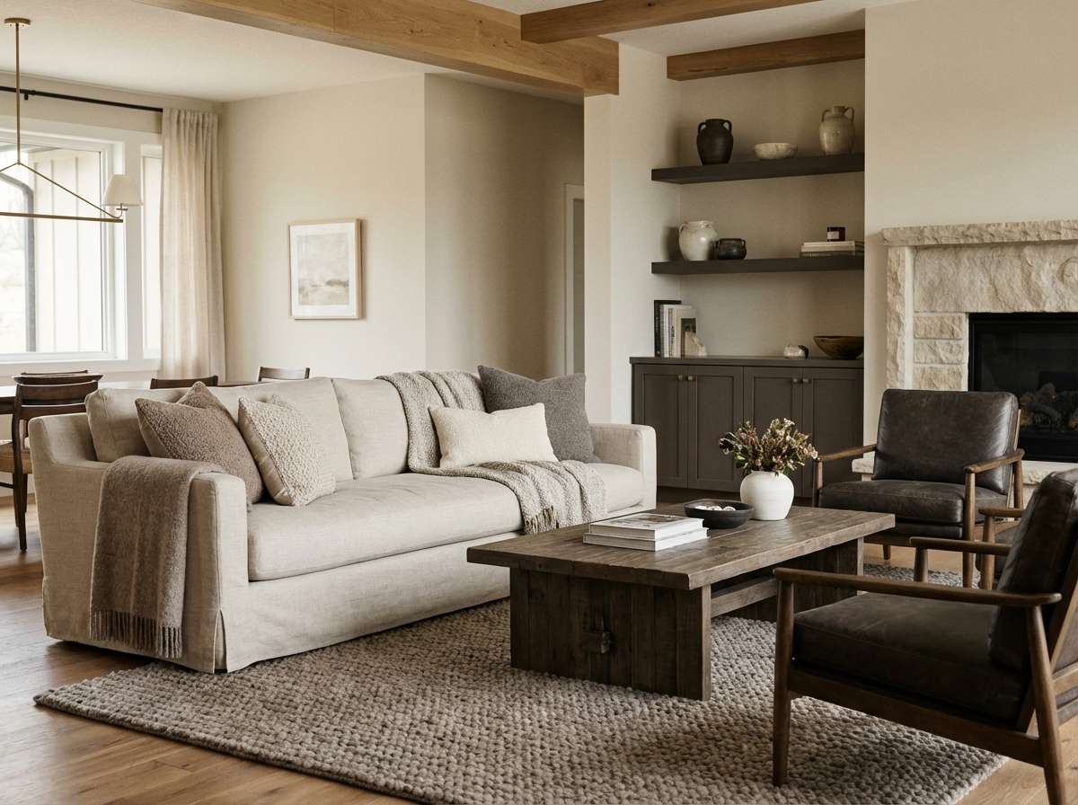 warm pebble living room