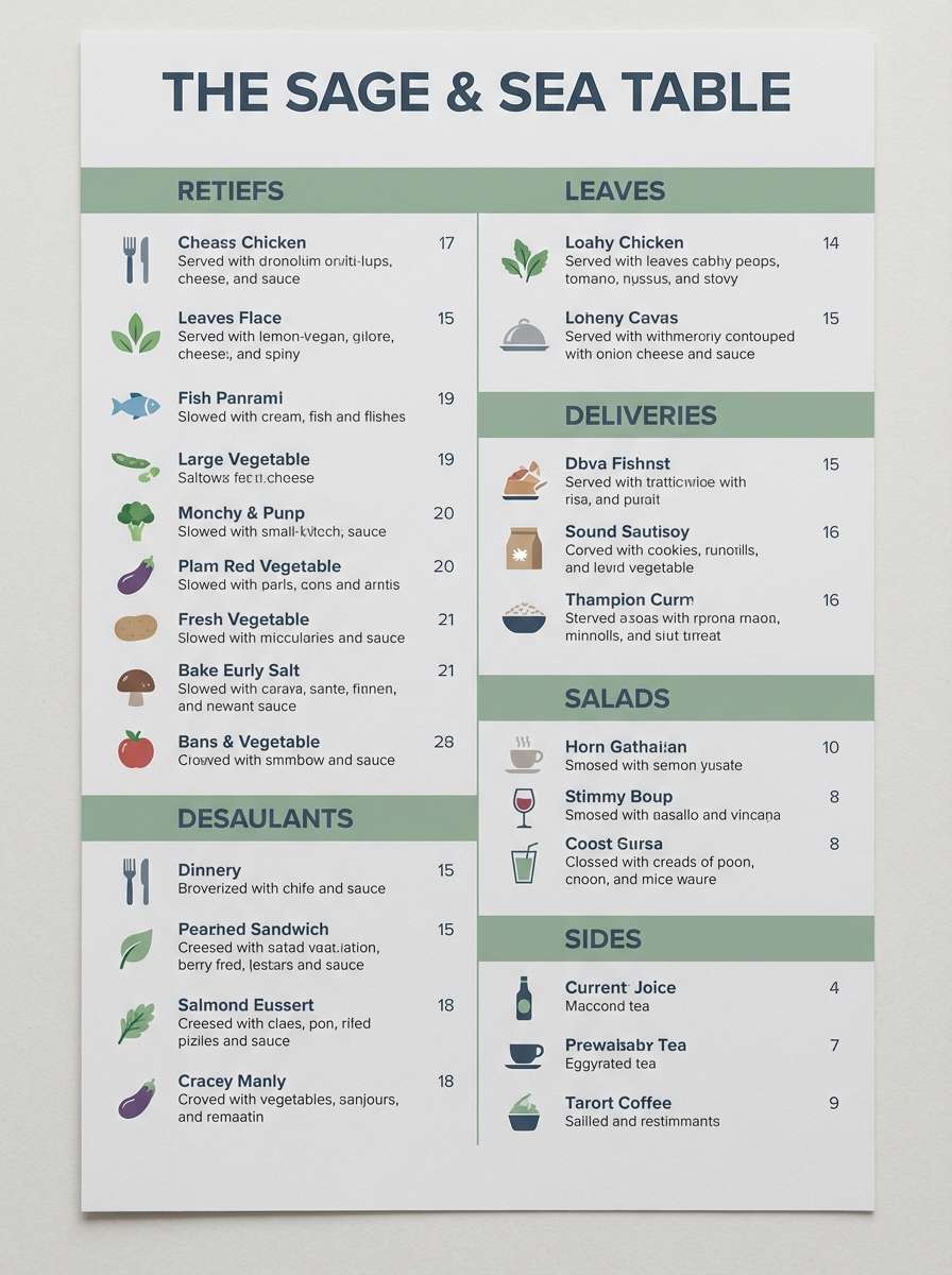 modern restaurant menu