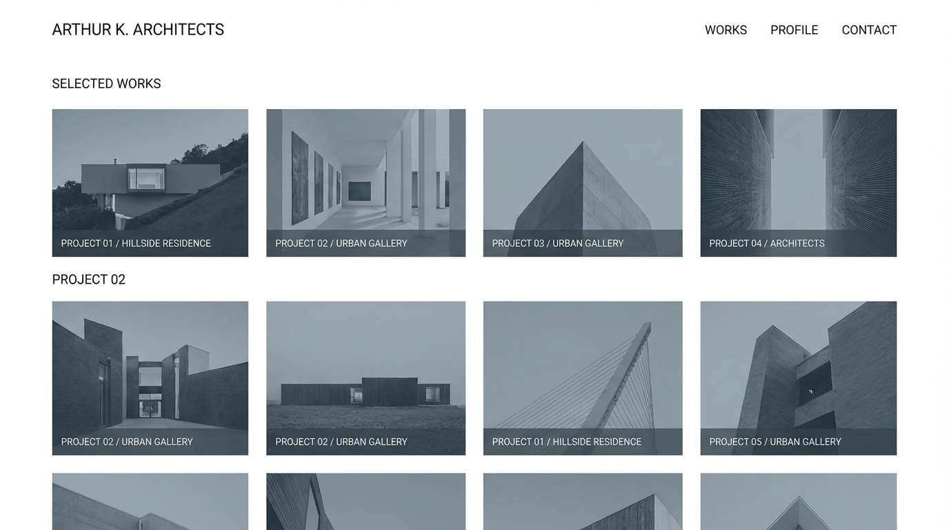 gray portfolio ui with nautical colors