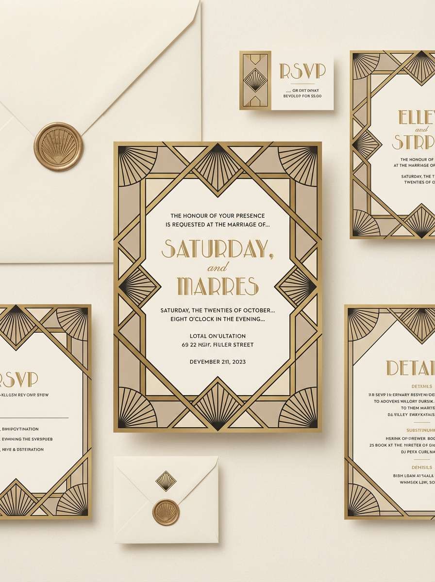 art deco invitation suite