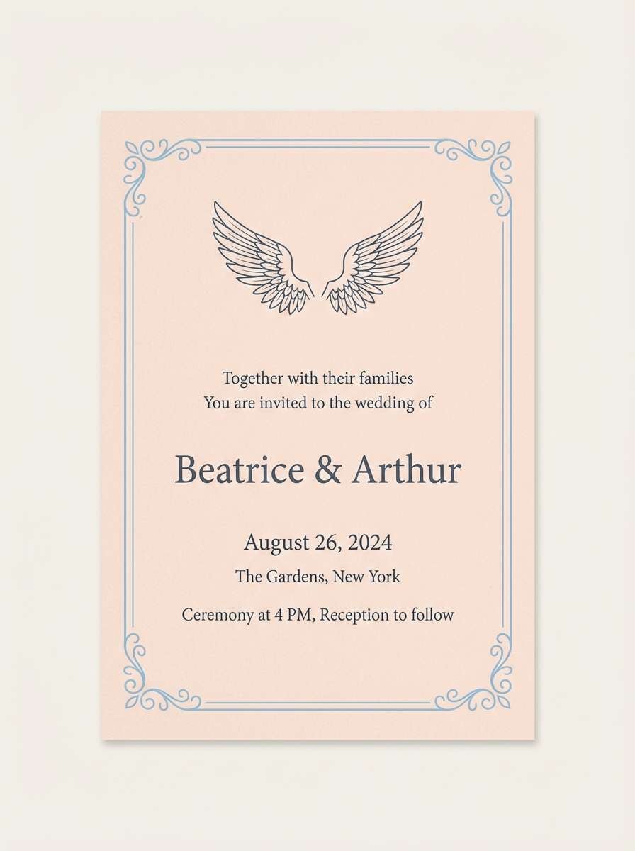 blush blue wedding invite