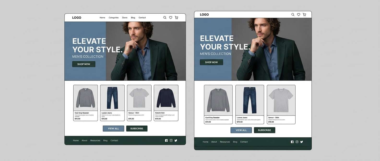 menswear ecommerce ui