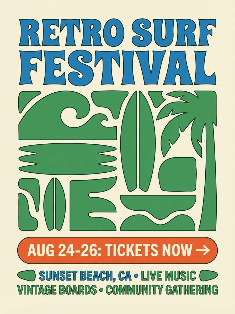 retro surf event poster