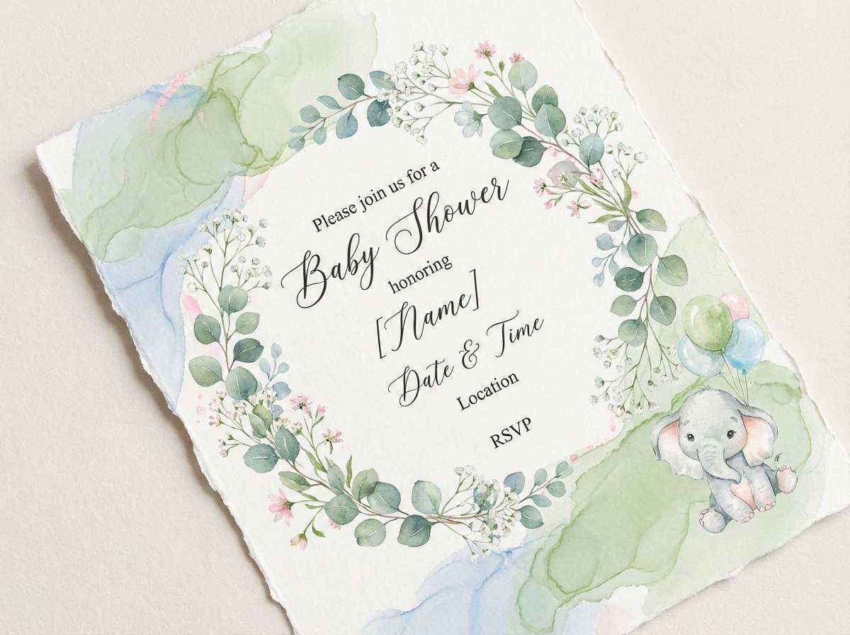 pastel baby shower invite