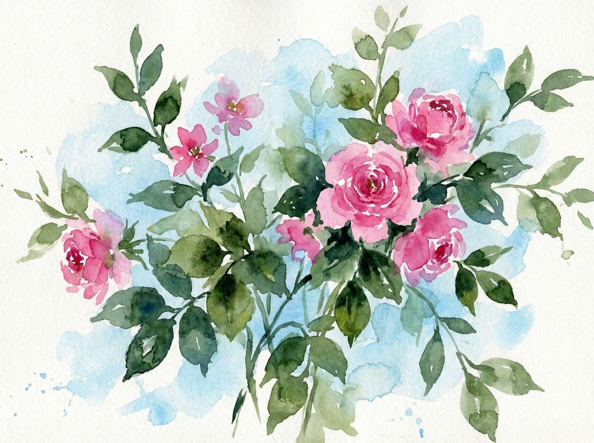 watercolor flowers in pastels