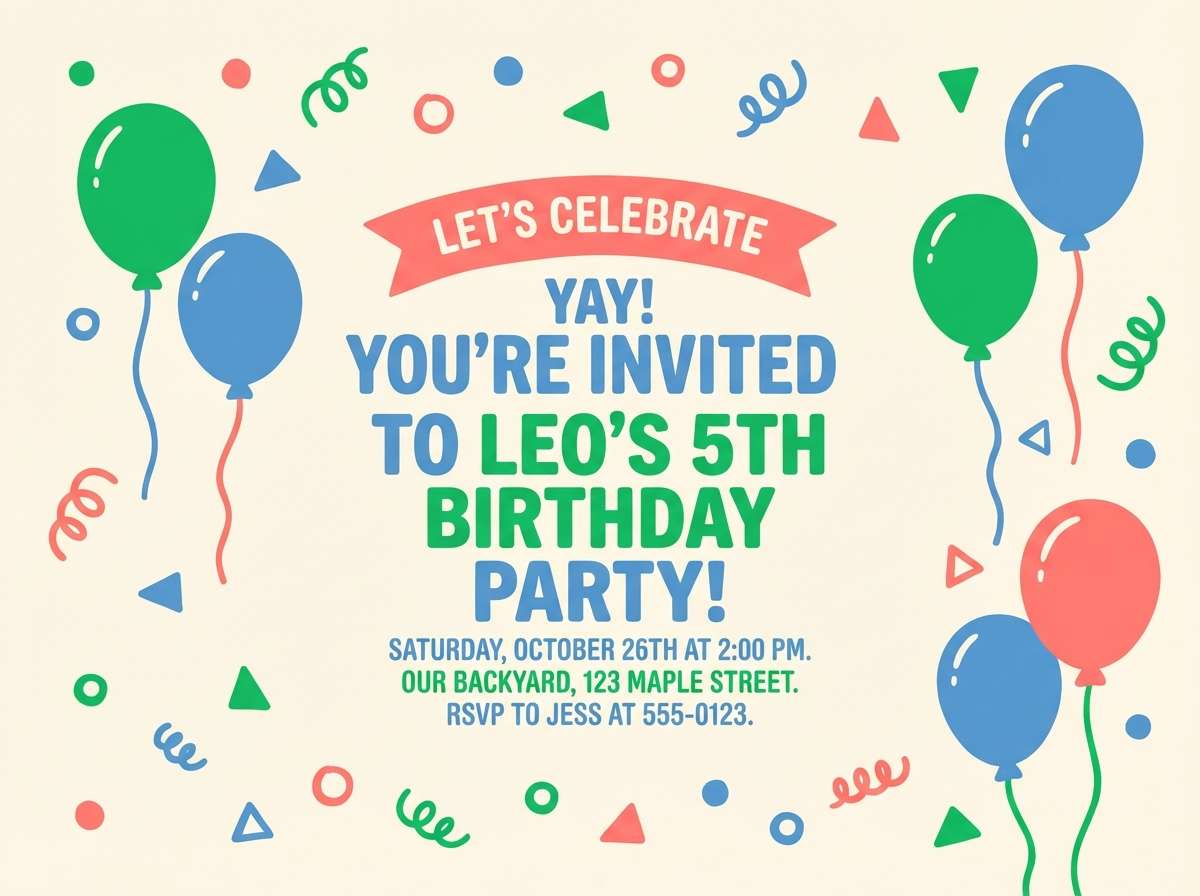 kids birthday invite