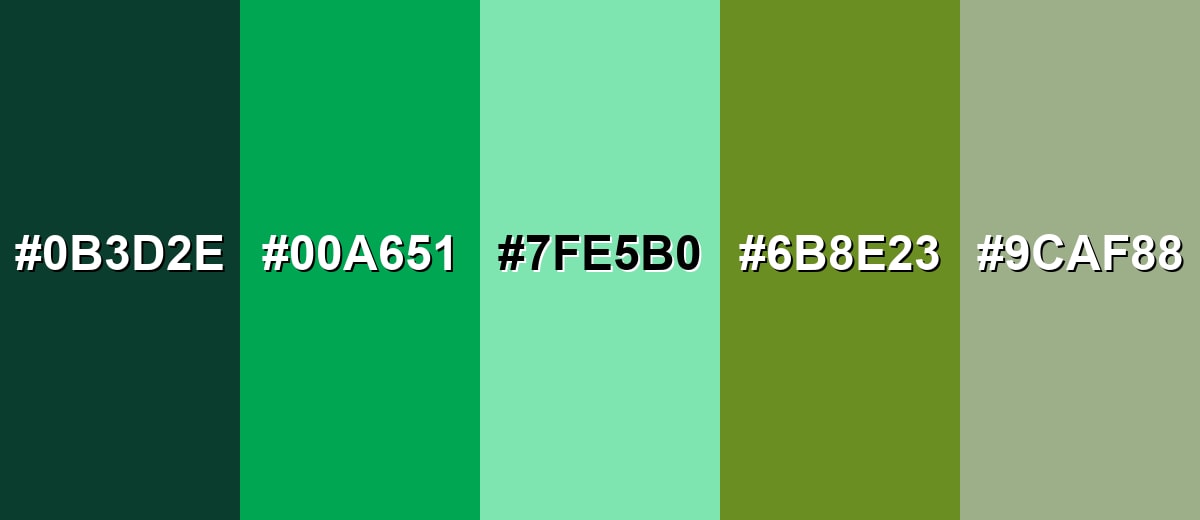 shades and variations of green-color