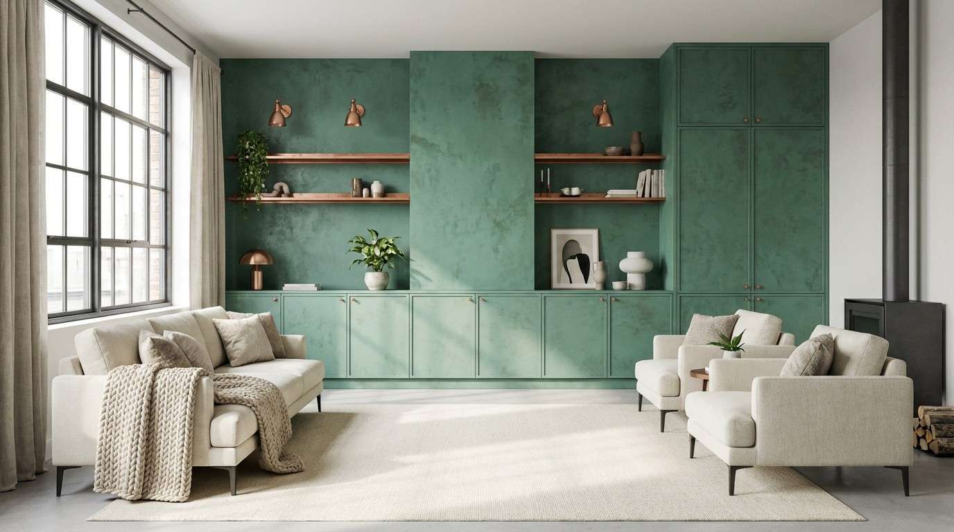 verdigris loft living room